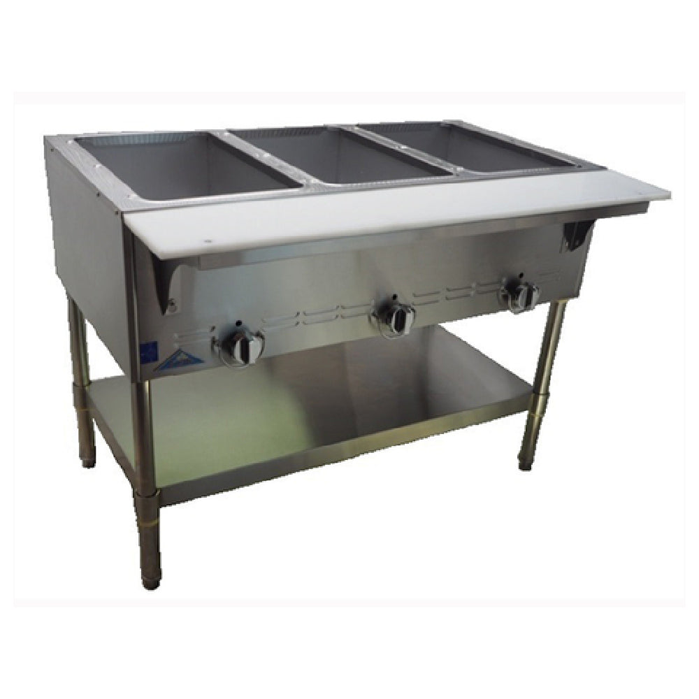Comstock-Castle CCGST-3 Castle Series Serving Counter / Hot Food Table Gas 44” Wide With (3) 12” X 20” Dry Wells