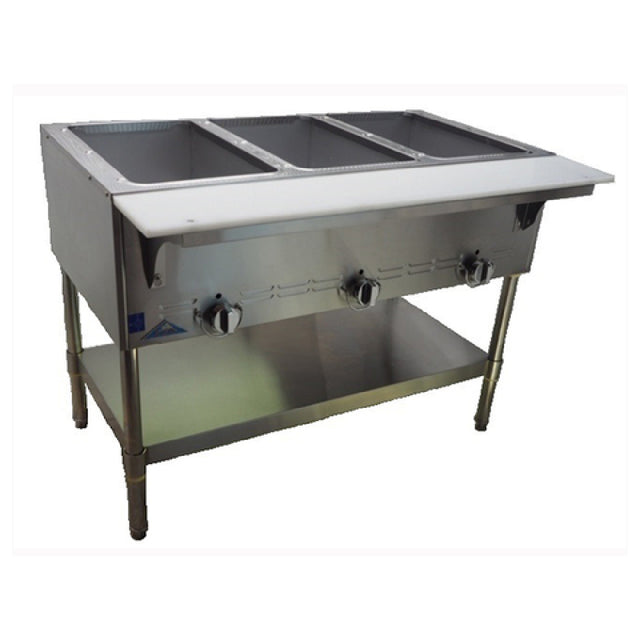 Comstock-Castle CCGST-3 Castle Series Serving Counter / Hot Food Table Gas 44” Wide With (3) 12” X 20” Dry Wells