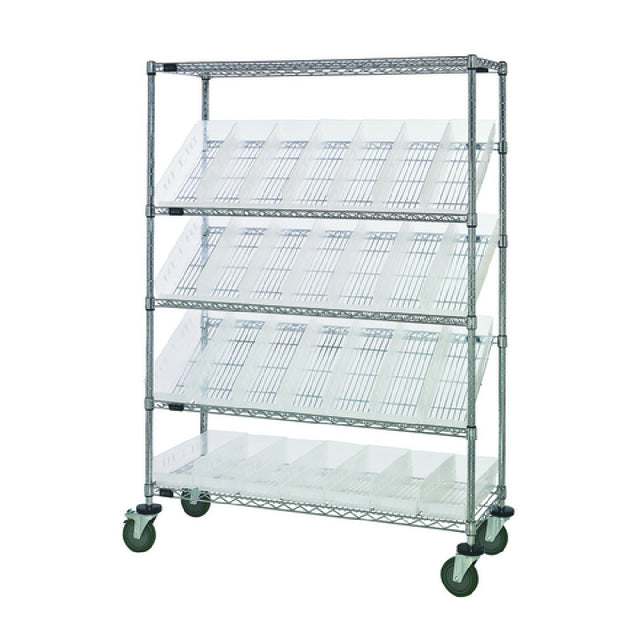 Quantum WRCSL5-63-1836-104CL Slanted Shelf Cart 36"W X 18"D X 69"H 1200 Lbs. Load Capacity