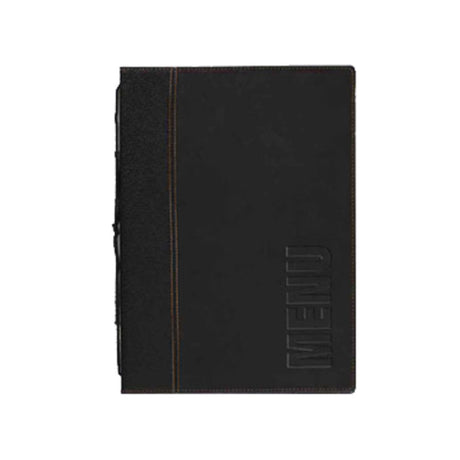 American Metalcraft MCTRLSBL Securit® Trendy Sewn Menu Cover 10" X 13" Faux Leather Finish With De-bossed Lettering On Front Cover