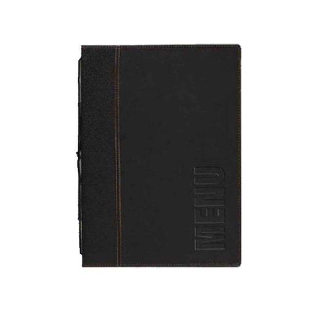 American Metalcraft MCTRLSBL Securit® Trendy Sewn Menu Cover 10" X 13" Faux Leather Finish With De-bossed Lettering On Front Cover