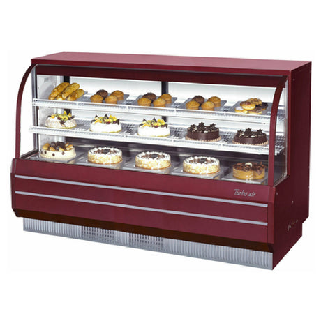 Turbo Air TCGB-72-R-N Refrigerated Bakery Display Case 72-1/2"W 23.2 Cu. Ft. Curved Front Tempered Glass