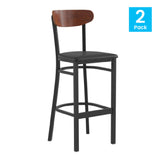 Flash Furniture 2-XU-DG6V6BV-WAL-GG Wright Bar Stool 500 Lb. Weight Capacity Black Vinyl Upholstered Seat