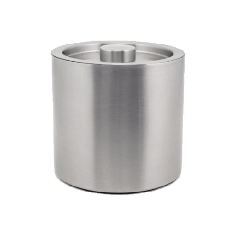 FOH RIB024BSS21 3qt Round Brushed Stainless Ice Bucket Silver Includes One RIB024BSS21-BTM 3qt Round Brushed Stainless Ice Bucket Base Silver
