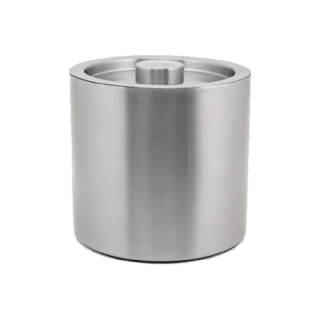 FOH RIB024BSS21 3qt Round Brushed Stainless Ice Bucket Silver Includes One RIB024BSS21-BTM 3qt Round Brushed Stainless Ice Bucket Base Silver