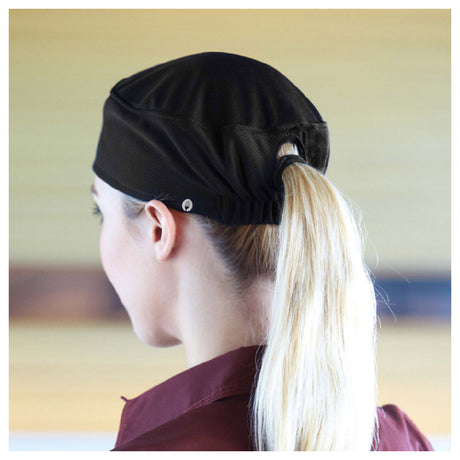 Chef Works DFAOWBLKLXL Women's Beanie All Over Cool Vent™ Opening For Ponytail