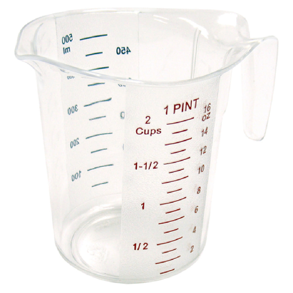 Winco PMCP-50 Measuring Cup 1 Pint Raised External Markings In Ounces (red Letters) And Milliliters (blue Letters)