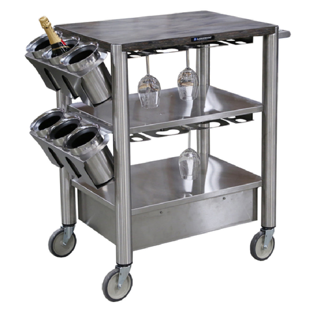 Geneva 98509 Wine Cart 22-1/2" X 38-1/2" X 40"H (3) Tiered Solid Shelves