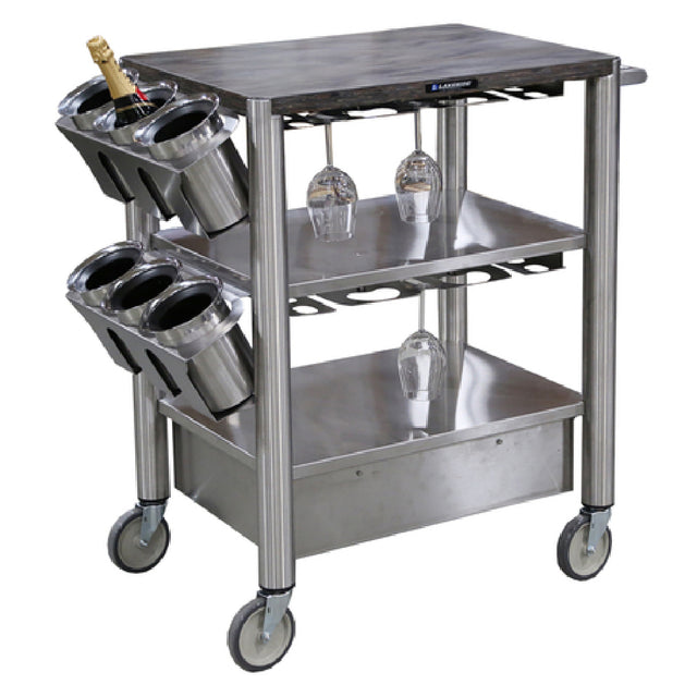 Geneva 98509 Wine Cart 22-1/2" X 38-1/2" X 40"H (3) Tiered Solid Shelves
