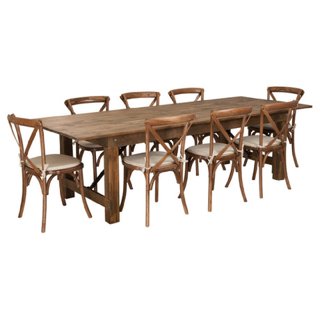 Flash Furniture XA-FARM-14-GG Hercules Series Farm Table Set Antique Rustic Design