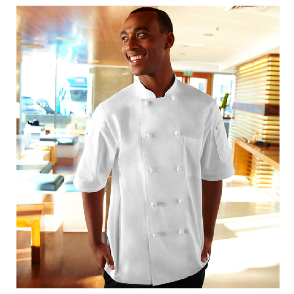 Chef Works KNSS-WHT-L Tivoli Chef Coat Double-breasted Short Sleeves