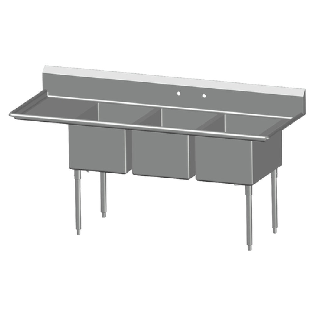 SPG 3N1620-LD18 - Universal Stainless Sink, Three Compartment, 18" Left-hand Drainboard