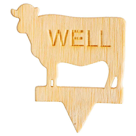 TableCraft Products 13114 - Cow-Shape Steak Markers "WELL", 1.25" X 0.1" X 1.375"