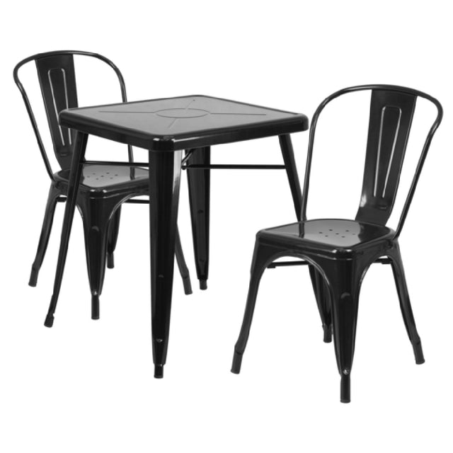 Flash Furniture CH-31330-2-30-BK-GG Table And Chair Set Includes (1) 23-3/4"W X 23-3/4"D X 29"H Table (footprint: 27-3/4"W X 27-3/4"D)