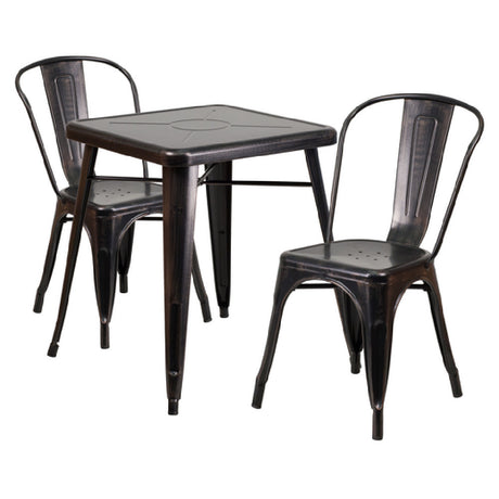 Flash Furniture CH-31330-2-30-BQ-GG Table And Chair Set Includes (1) 23-3/4"W X 23-3/4"D X 29"H Table (footprint: 27-3/4"W X 27-3/4"D)