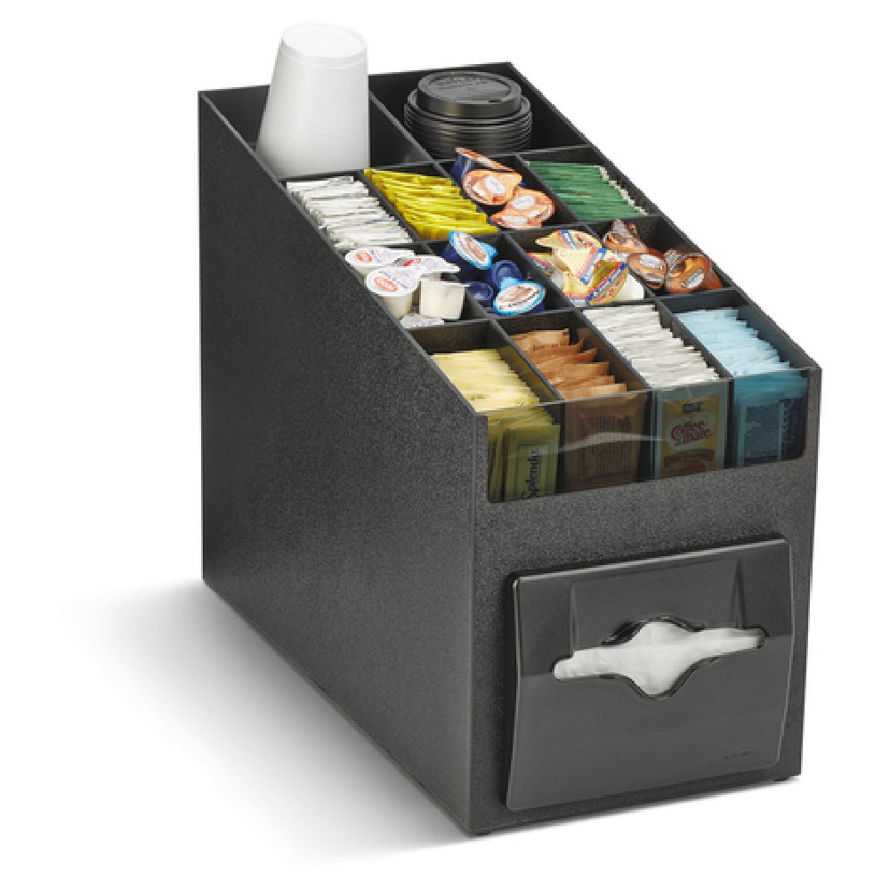 Vollrath CTNO-06 Napkin Dispenser/Organizer 9-1/16"W X 19-1/4"D X 15-3/16"H Accommodates (100) Napkins (folded 5" X 6-1/2" Or 5-1/4" X 6-1/2") Includes: Adjustable Condiment Compartments