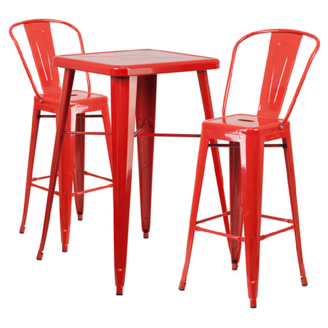 Flash Furniture CH-31330B-2-30GB-RED-GG Table And Bar Stool Set Includes (1) 27-3/4"W X 27-3/4"D X 40"H Table