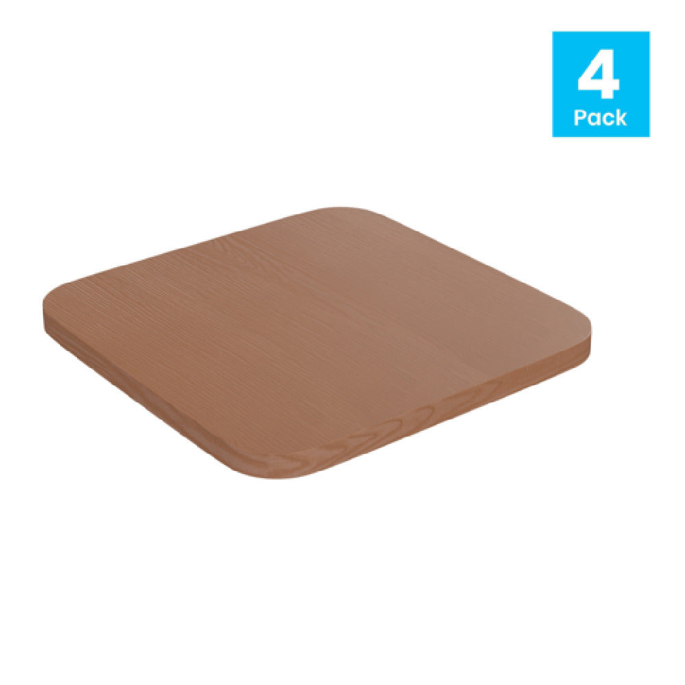 Flash Furniture 4-JJ-SEA-PL02-TEAK-GG Perry Bar Stool Poly Resin Wood Square Seat With Rounded Edges