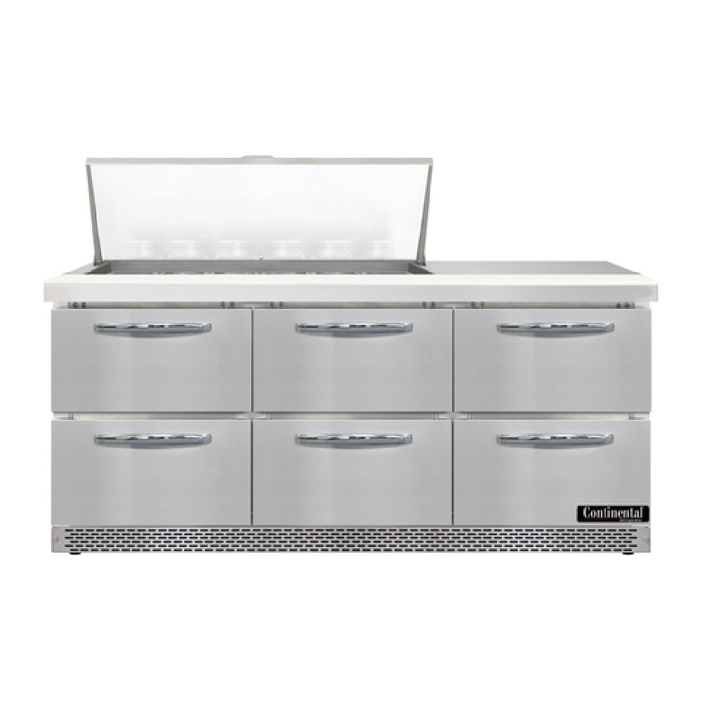 Continental Refrigerator D72N18M-FB-D Designer Line Mighty Top Sandwich Unit Front Breather