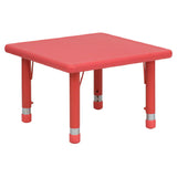 Flash Furniture YU-YCX-002-2-SQR-TBL-RED-GG Preschool Activity Table 24"W X 24"D X 14-1/2" To 23-3/4" Adjustable Height