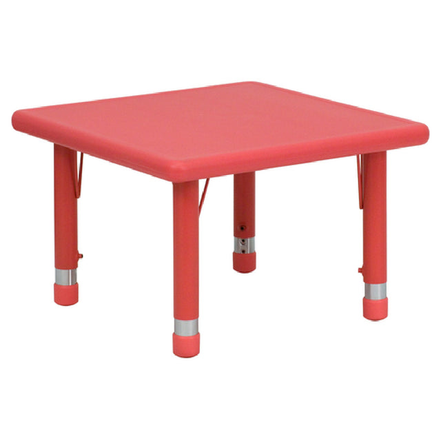 Flash Furniture YU-YCX-002-2-SQR-TBL-RED-GG Preschool Activity Table 24"W X 24"D X 14-1/2" To 23-3/4" Adjustable Height