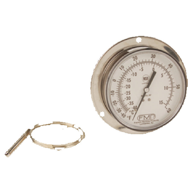 Franklin Machine Products 138-1023 Refrigerator/Freezer Thermometer 4-5/8" Dial 5-7/8" Flange