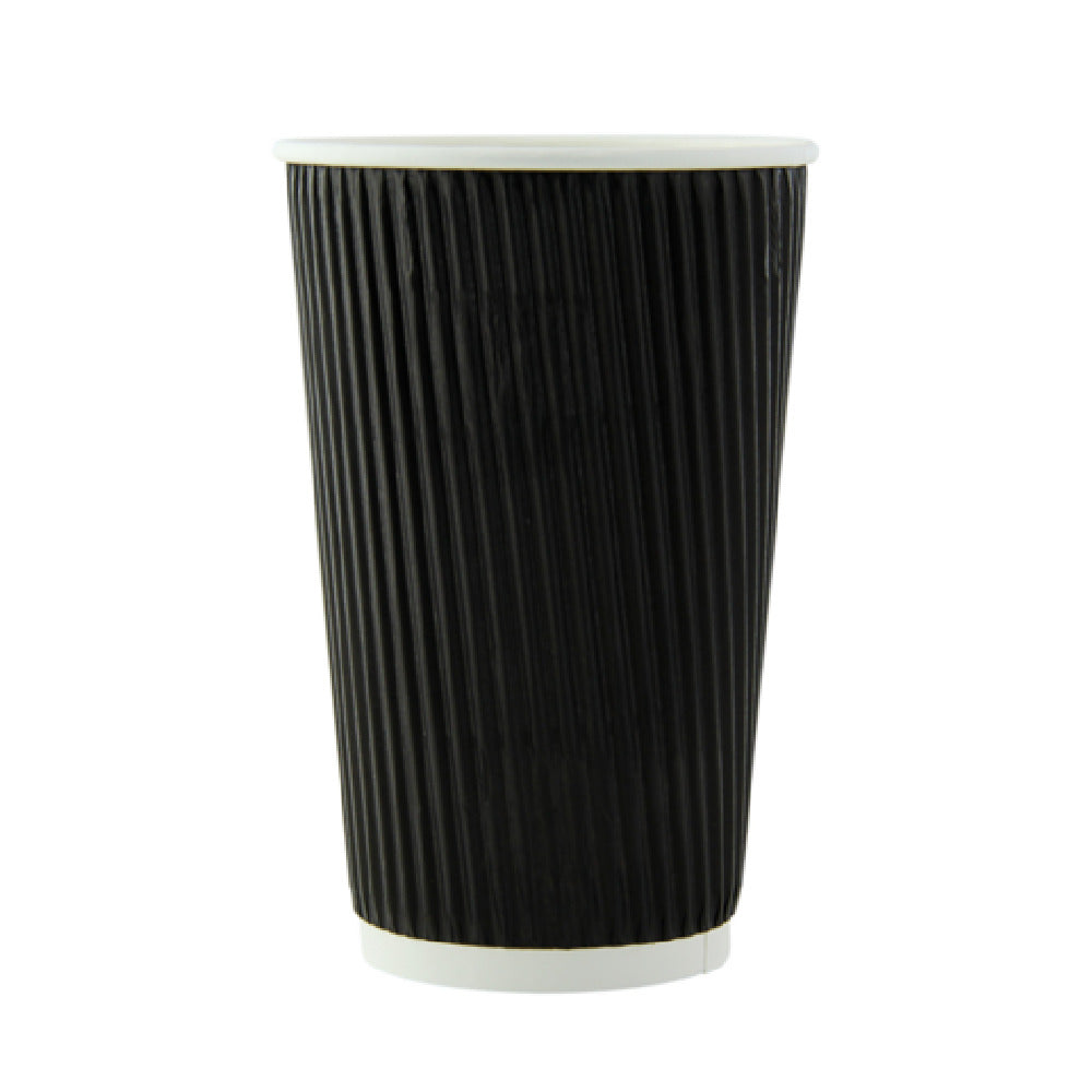 PacknWood 210GCRPLA16N - Black Rippled Wall Cup Without Plastic, 16oz, 3.5" D X 5.4" H