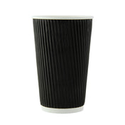 PacknWood 210GCRPLA16N - Black Rippled Wall Cup Without Plastic, 16oz, 3.5" D X 5.4" H