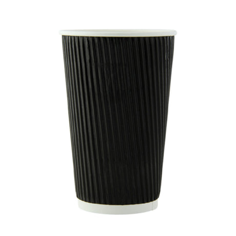 PacknWood 210GCRPLA16N - Black Rippled Wall Cup Without Plastic, 16oz, 3.5" D X 5.4" H