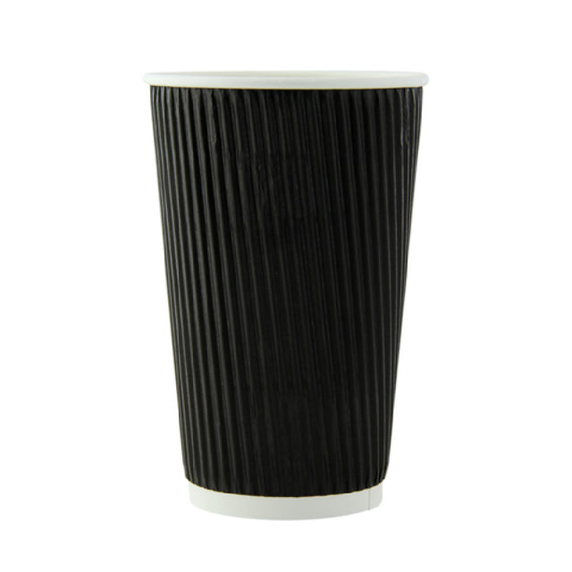 PacknWood 210GCRPLA16N - Black Rippled Wall Cup Without Plastic, 16oz, 3.5" D X 5.4" H