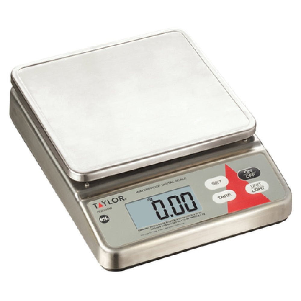 Taylor TE20SSW Waterproof Portion Control Scale Digital Dry Capacity: 20 Lb X 0.005 Lb / 20 Lb X 0.05 Oz / 20 Lb X 1/8 Oz.