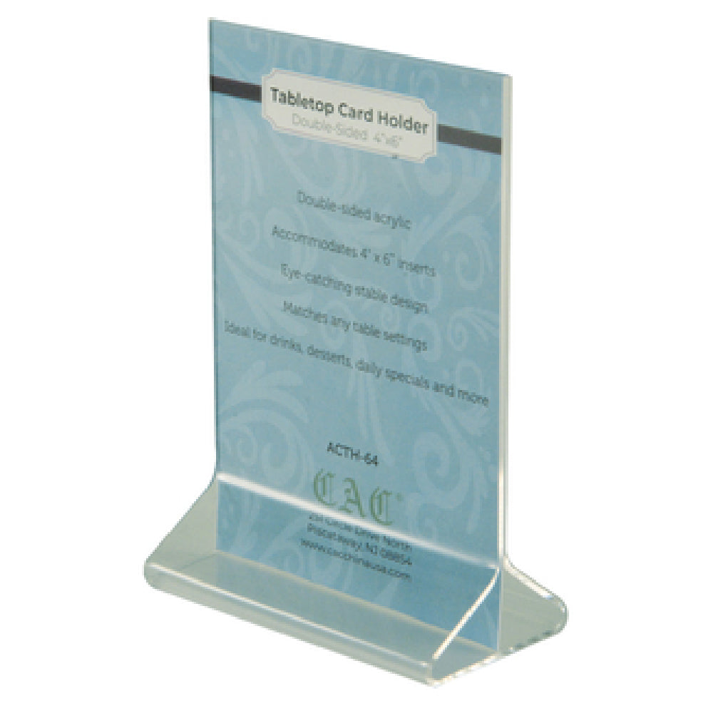 CAC China ACTH-64 Menu/Card Holder 4" W X 6"H Acrylic