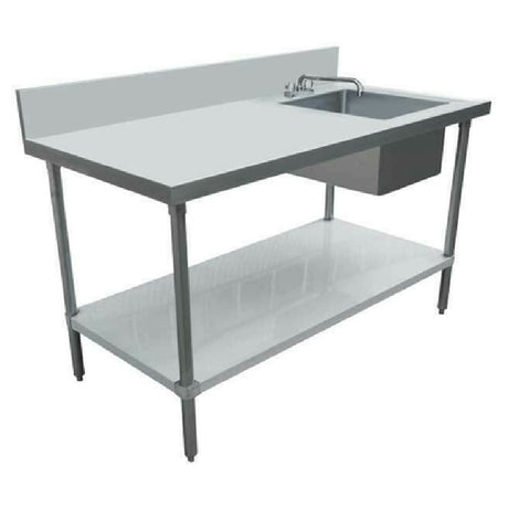 Omcan 44300 (44300) Work Table With Prep Sink 60"W X 24"D 18 Gauge 430 Stainless Steel Construction