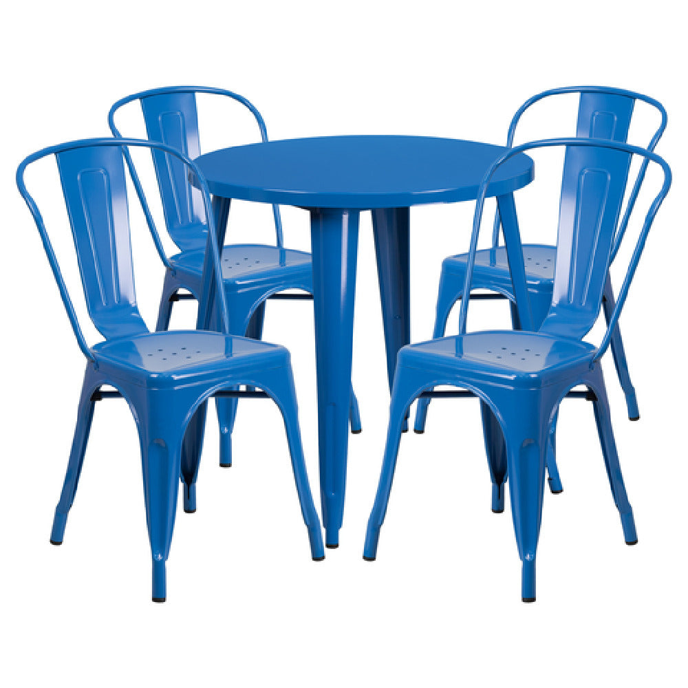 Flash Furniture CH-51090TH-4-18CAFE-BL-GG Table And Chair Set Includes (1) 30" Dia. X 29-1/2"H Table