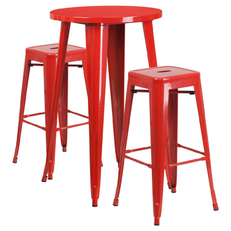 Flash Furniture CH-51080BH-2-30SQST-RED-GG Table And Bar Stool Set Includes (1) 24" Dia. X 41"H Table