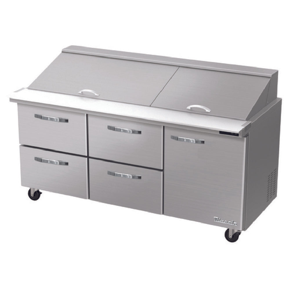 Blue Air BLMT72-D4LM-HC Mega Top Sandwich Prep Table Three-section 72-3/8"W