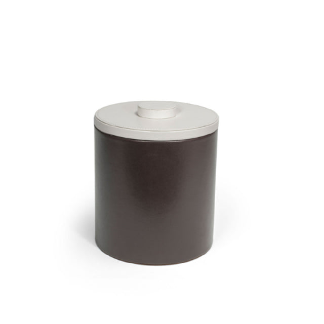 FOH RIB046BRL21 3.5qt Round London Ice Bucket Brown With White Lid Includes One RIB017BRL21-BTM 3.5qt Round London Ice Bucket Base Brown