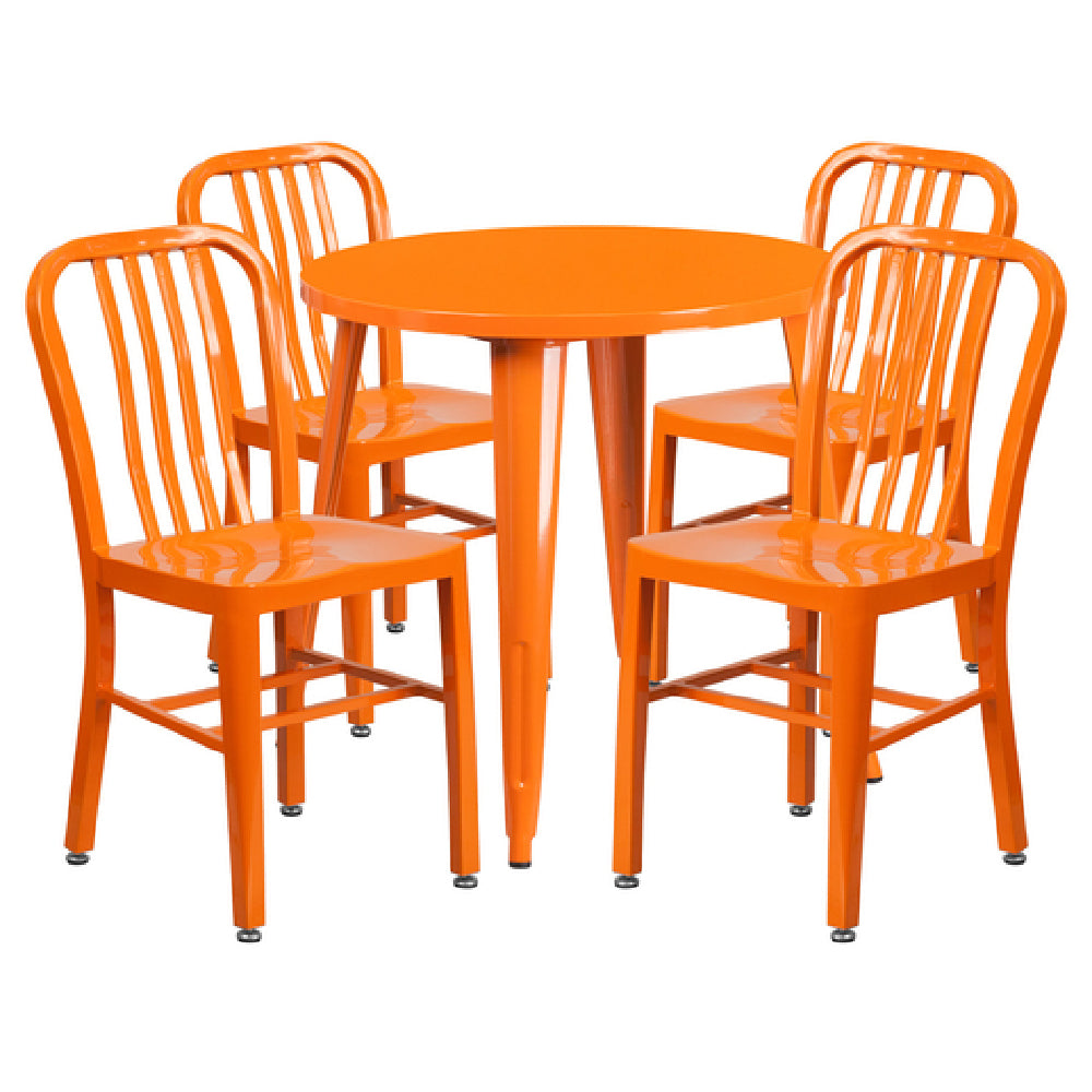 Flash Furniture CH-51090TH-4-18VRT-OR-GG Table And Chair Set Includes (1) 30" Dia. X 29-1/2"H Table