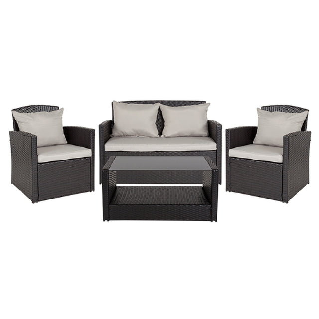 Flash Furniture JJ-S351-GG Outdoor Patio Set 4-piece (2) 22-1/2"W X 22"D X 30"H Chairs