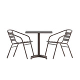 Flash Furniture TLH-ALUM-24SQ-017BZ2-GG Lila Table & Seat Set 23-1/2" X 23-1/2" Square Metal Table