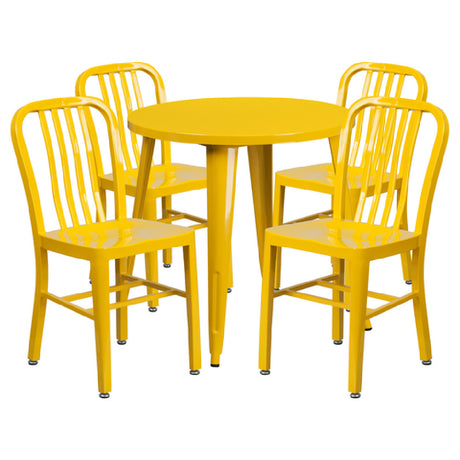 Flash Furniture CH-51090TH-4-18VRT-YL-GG Table And Chair Set Includes (1) 30" Dia. X 29-1/2"H Table