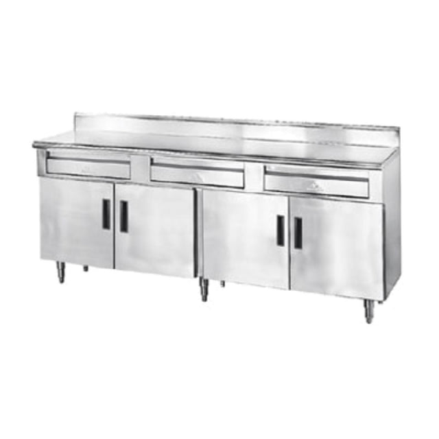 Advance Tabco HDRC-307 Storage Cabinet 84"W X 30"D 14 Gauge 304 Stainless Steel Top With 5"H Backsplash