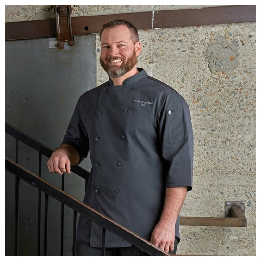 Chef Works SK3001-DGY-XS Brighton Chef Coat Double-breasted 3/4 Sleeves