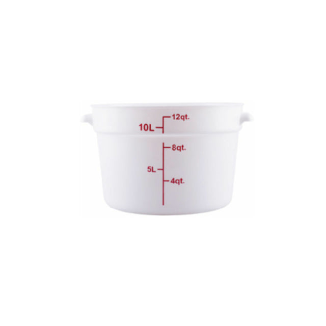 Hubert 29A-056 - Kratos® CenPro Round Food Storage Container, 12 Qt. Capacity, White