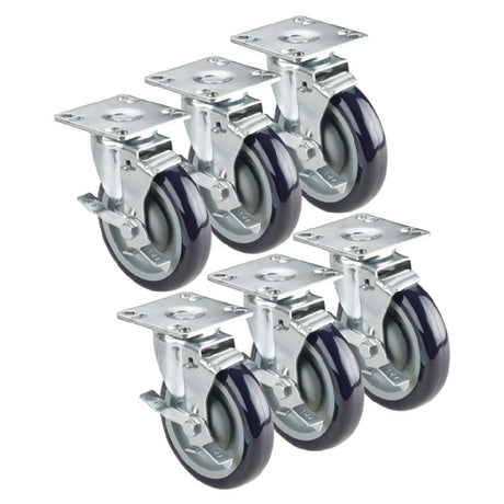 Krowne BC-135 Casters 3" With Brakes (set Of 6)