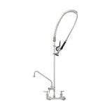 T&S Brass S-0133-A12-BY EverSteel Pre-Rinse Unit: 8” Wall Mount Mixing Faucet With Stainless Steel Body