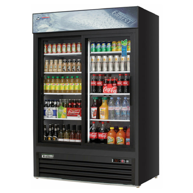 Everest Refrigeration EMGR48B Reach-In Glass Door Merchandiser Refrigerator Two-section