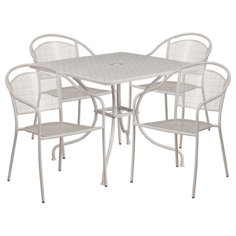 Flash Furniture CO-35SQ-03CHR4-SIL-GG Patio Table Set Includes (1) Table: 35-1/2"W X 35-1/2"D X 28-3/4"H