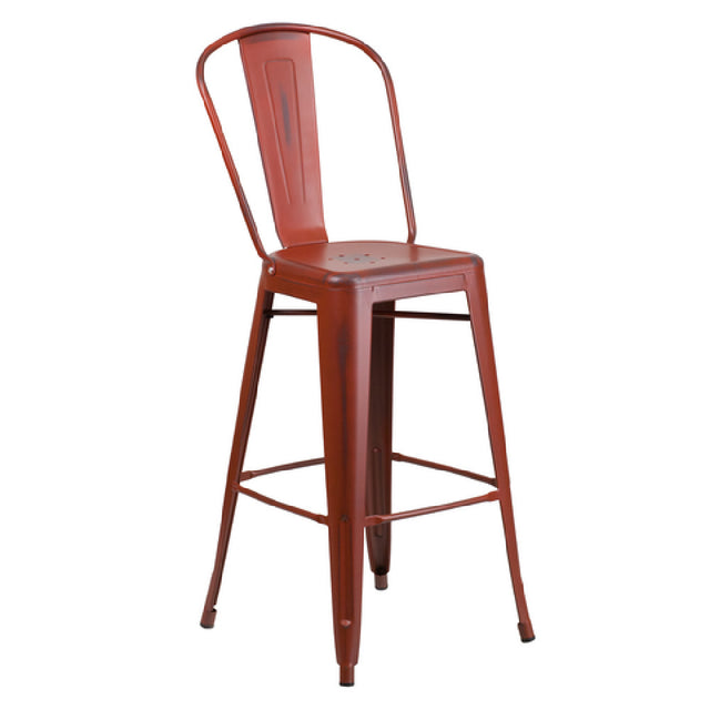 Flash Furniture ET-3534-30-RD-GG Bar Stool 500 Lb. Weight Capacity Curved Back With Vertical Slat