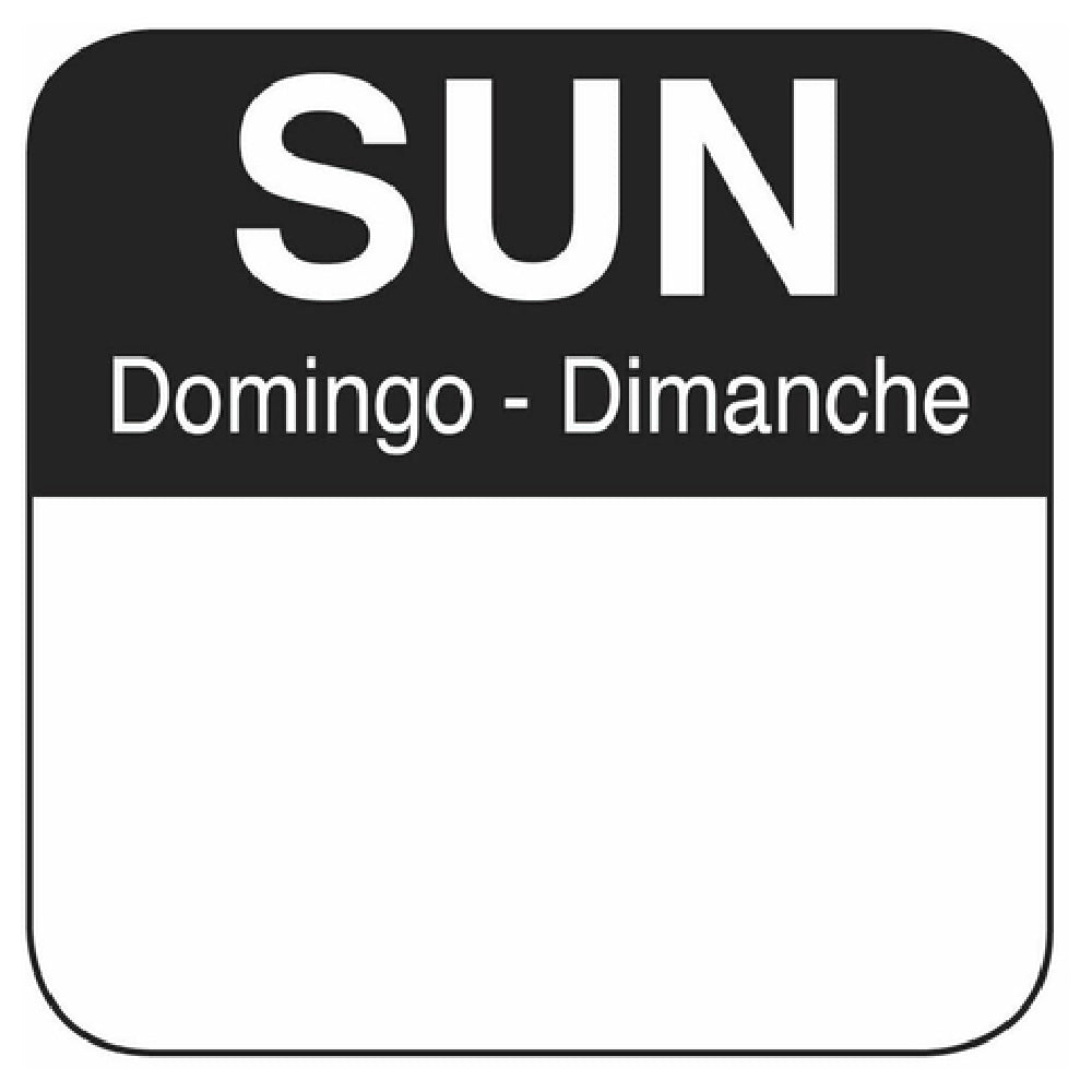 Hubert 69215 - Day Of The Week Label, "Sunday", 1" X 1"